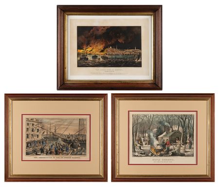 Lot #528 Currier and Ives (3) Lithographs: The