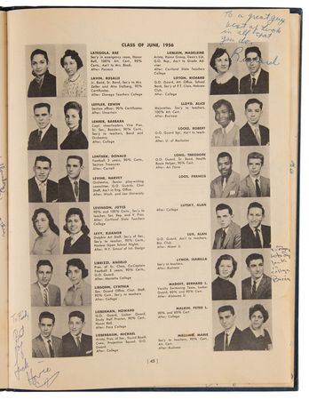 Lot #269 Bernie Madoff Signed 1956 Far Rockaway High School Yearbook - Image 5