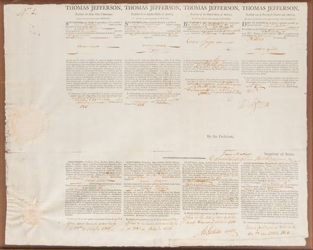 Lot #7 Thomas Jefferson and James Madison Signed Four-Language Ship's Passport - Image 2