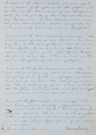 Lot #20 Abraham Lincoln Autograph Document Signed - Legal Deposition in a Butter Churn Dispute, with 250+ Words in Lincoln's Hand - Image 3
