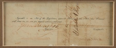 Lot #354 Sam Houston Document Signed as Governor of Texas for 