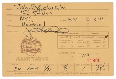 Lot #749 John Belushi Twice Signed 'Chateau