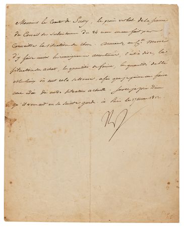 Lot #420 Napoleon Letter Signed on Provisions for