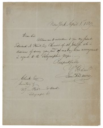Lot #292 Samuel F. B. Morse Autograph Letter