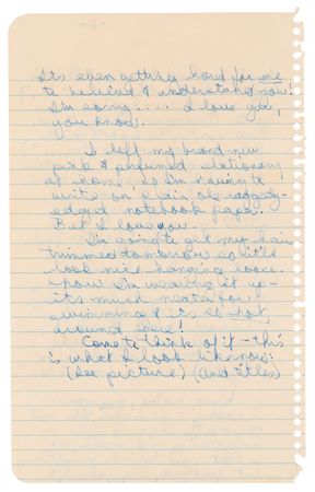 Lot #647 Janis Joplin Autograph Letter Signed with a Self-Portrait Sketch, Relating a Discussion of 
