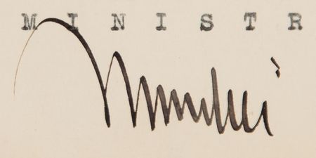 Lot #382 Benito Mussolini Document Signed - Image 2