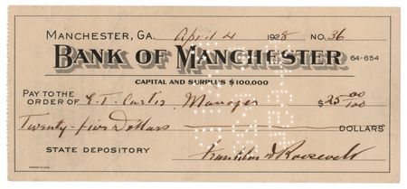 Lot #179 Franklin D. Roosevelt Signed Check - Image 1