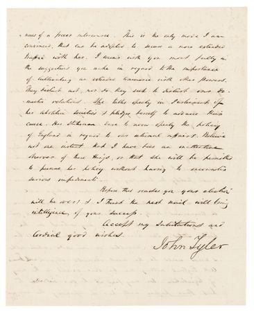 Lot #202 John Tyler Letter Signed as President on Foreign Affairs - Image 2