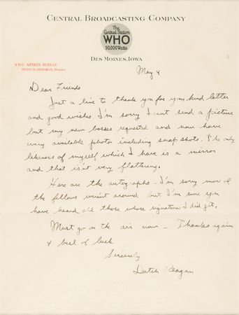 Lot #169 Ronald Reagan Early Autograph Letter Signed (1937) - Image 2