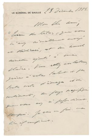 Lot #339 Charles de Gaulle Autograph Letter Signed - Image 1