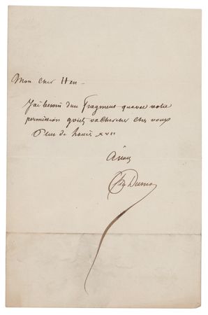 Lot #610 Alexandre Dumas, pere Autograph Letter