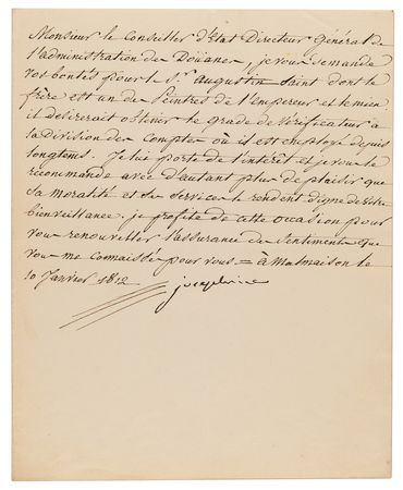 Lot #227 Josephine Bonaparte Letter Signed, Recommending the Brother of 