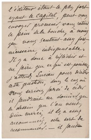 Lot #514 Camille Pissarro Autograph Letter Signed on the Sale of Artwork - Image 3