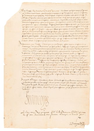 Lot #240 King Francis I Letter Signed - Image 1