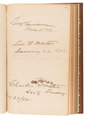 Lot #85 Seven Presidents and 19th-Century Politicians Autograph Album, with Grant, Garfield, McKinley, and Roosevelt - From the Collection of Sen. Henry G. Davis - Image 7
