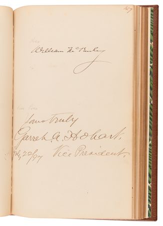 Lot #85 Seven Presidents and 19th-Century Politicians Autograph Album, with Grant, Garfield, McKinley, and Roosevelt - From the Collection of Sen. Henry G. Davis - Image 8