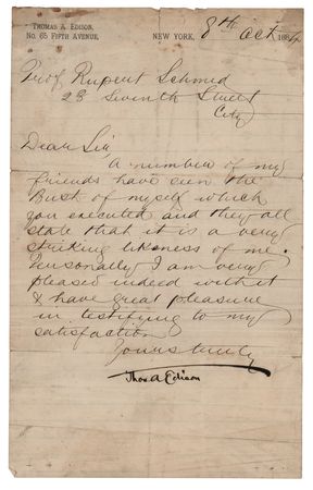 Lot #283 Thomas Edison Letter Signed - Lauding the
