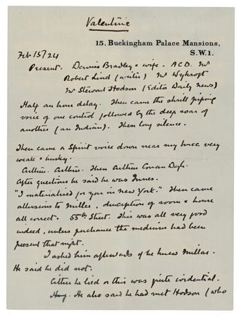 Lot #583 Arthur Conan Doyle Handwritten Manuscript on the 