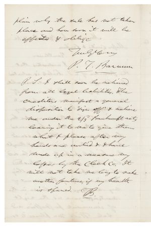 Lot #330 P. T. Barnum Autograph Letter Signed - 