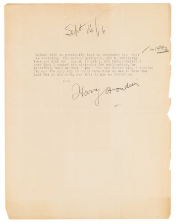 Lot #756 Magic: Harry Houdini (2) Typed Letters Signed and Harry Kellar (1) Autograph Letter Signed - Image 3