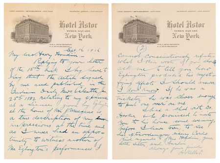 Lot #756 Magic: Harry Houdini (2) Typed Letters Signed and Harry Kellar (1) Autograph Letter Signed - Image 4