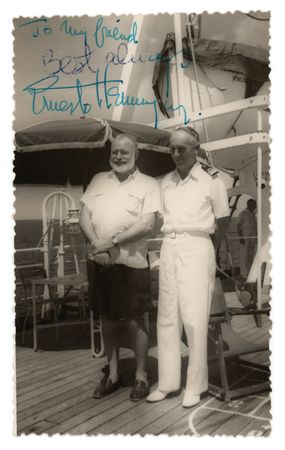 Lot #586 Ernest Hemingway Signed Photograph