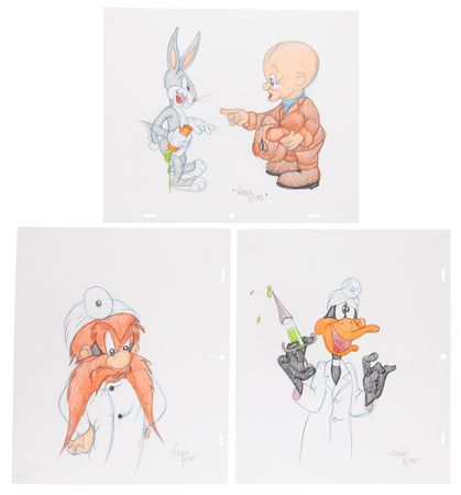 Lot #564 Virgil Ross (3) Original Drawings: Bugs