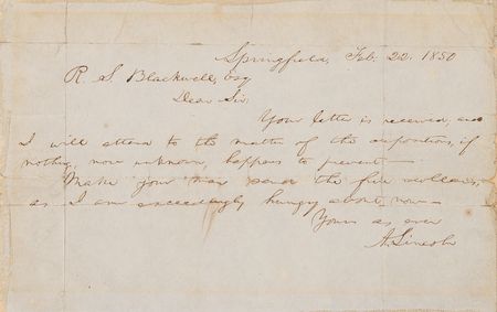 Lot #22 Abraham Lincoln Autograph Letter Signed (1850) - 