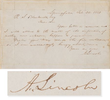 Lot #22 Abraham Lincoln Autograph Letter Signed (1850) - 