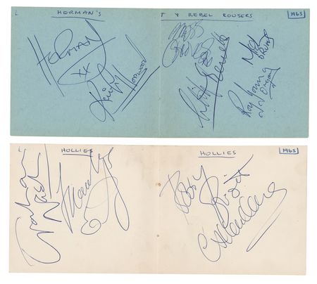 Lot #695 Herman's Hermits and the Hollies Signatures - Image 1