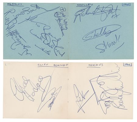 Lot #695 Herman's Hermits and the Hollies Signatures - Image 2