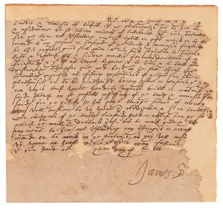 Lot #366 King James VI Partial Document Signed
