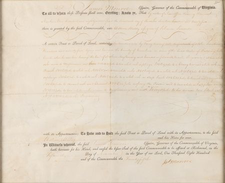 Lot #159 James Monroe Signed Land Document as Governor of Virginia - Image 2