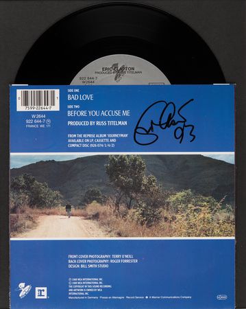 Lot #680 Eric Clapton Signed 45 RPM Record - 'Bad Love / Before You Accuse Me' - Image 2