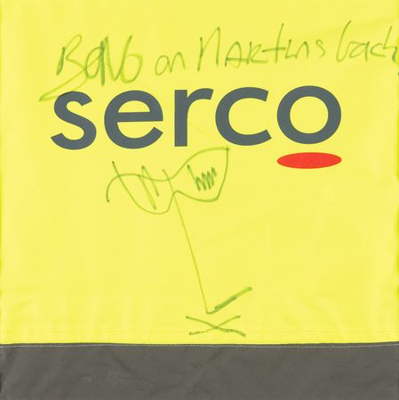Lot #728 U2: Bono Signed Safety Vest with Self-Portrait Sketch - Image 2