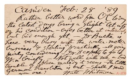 Lot #596 Walt Whitman Autograph Letter Signed to