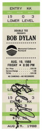 Lot #643 Bob Dylan Signed Concert Ticket -