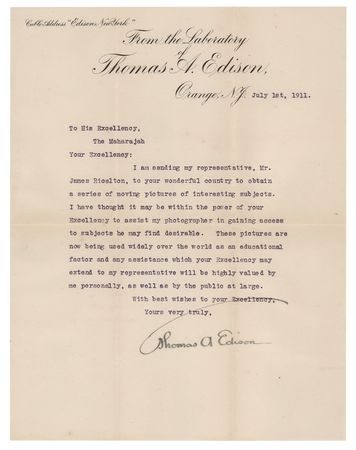 Lot #282 Thomas Edison Typed Letter Signed to The