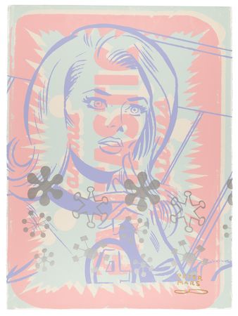 Lot #561 Peter Mars Original 'Sue Storm’ Silkscreen Painting - ‘Hot Storm' - Image 1