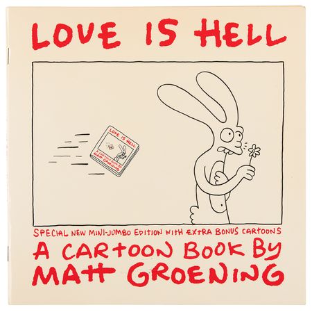 Lot #559 Matt Groening Signed Sketch in Book - Love Is Hell - Image 3