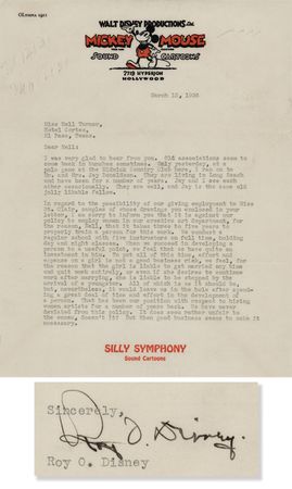Lot #549 Roy O. Disney Typed Letter Signed - 