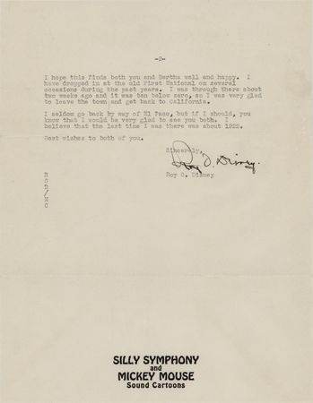Lot #549 Roy O. Disney Typed Letter Signed - 