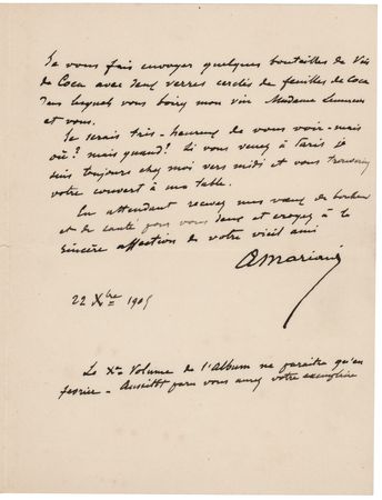 Lot #375 Angelo Mariani Autograph Letter Signed - Image 2