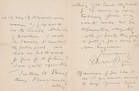 Lot #631 Edward Elgar Autograph Letter Signed on His Successful 