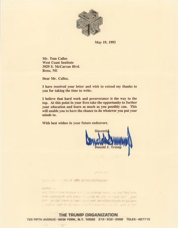 Lot #192 Donald Trump Typed Letter Signed: 