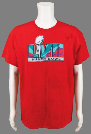 Lot #200 Donald Trump Signed T-Shirt - Super Bowl LVII - Image 1