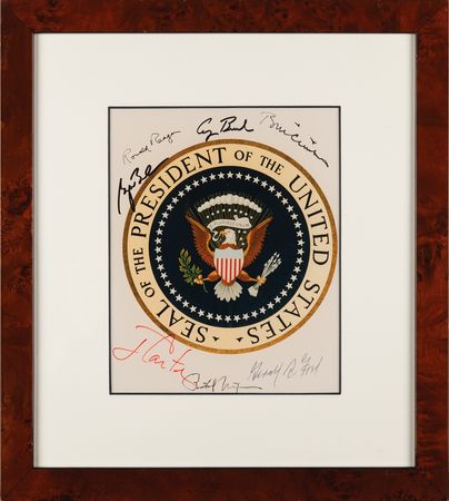 Lot #84 Seven Presidents (7) Multi-Signed 'Presidential Seal' Photograph - Image 1