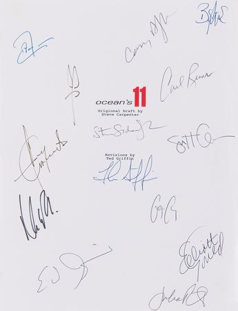 Lot #821 Ocean's 11 Multi-Signed (14) Script Cover Sheet with Pitt, Damon, Clooney, and More - Image 1