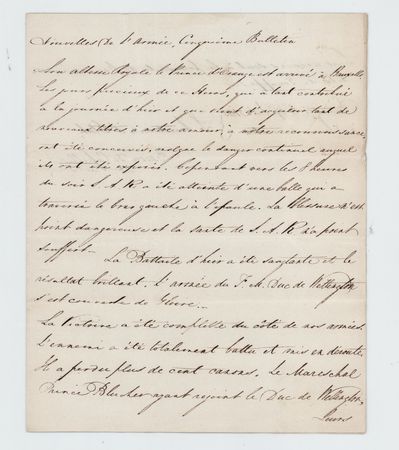 Lot #442 Battle of Waterloo: Godert van der Capellen Autograph Letter Signed (June 19, 1815) - Image 1