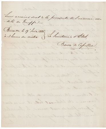 Lot #442 Battle of Waterloo: Godert van der Capellen Autograph Letter Signed (June 19, 1815) - Image 2